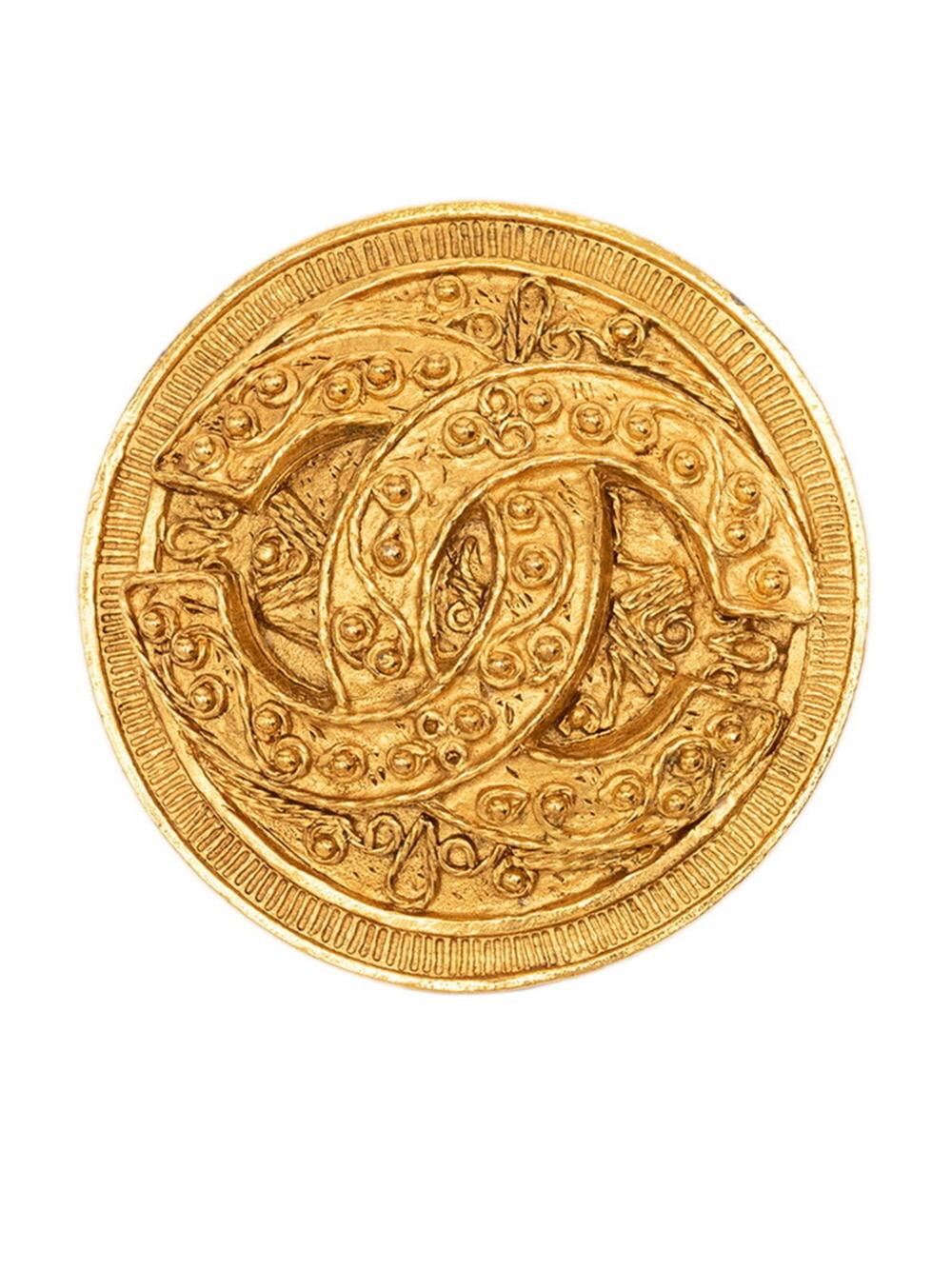 Chanel Cc Logo Round Brooch Metal #275868C93B - Picture 1 of 3